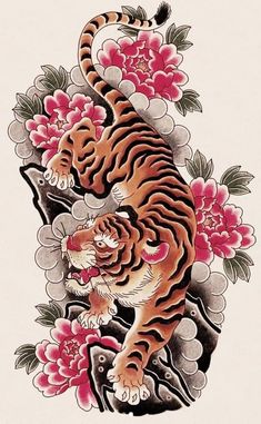 Japanese Tiger Tattoo Sleeve, Cat Tattoo Japanese, Neo Japanese Tattoo Designs, Tiger Arm Tattoo, Tiger Sleeve Tattoo, Danny Tattoo, Traditional Tiger Tattoo, Japanese Tiger Tattoo, Tiger Tattoo Sleeve