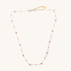 This necklace is a must-have this season. Waterproof material- stainless steel with 14k gold plating 14 inches with a 2.5 inch extender Tourmaline beads Adjustable Rose Gold Metal Necklace, Adjustable Rose Gold Beaded Necklace, Rose Gold Beaded Chain Necklace For Gift, Adjustable Pink Necklace With Delicate Chain, Pink Necklace With Delicate Adjustable Chain, Pink Necklaces With Delicate Adjustable Chain, Adjustable Rose Gold Chain Necklace, Gold Plated Chain Necklaces With Round Beads, Gold Plated Necklace With Round Beads Chain