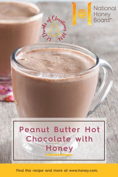 two glasses of peanut butter hot chocolate with honey