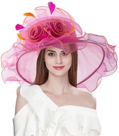 PRICES MAY VARY. New Style: The big flower of the hat can be removed, So can be used as organza church derby hat, or used as fascinator with clip This wide brim hat has a brim that is 5.1 inchs all the way around, Fit for head circumference about 23 inchs. Which has a small elastic sweatband inside in order to give it a big size range. When the people who has a small headsize can pulled the elastic band to offer a smaller size Classic design is timeless, organza and gauze, translucent. Suitable Fitted Summer Costume Hats And Headpieces For Church, Summer Church Fascinator, Summer Cloche Fascinator For Church, Summer Church Cloche Fascinator, Elegant Church Hats For Carnival, Brimmed Summer Costume Hats And Headpieces For Church, Spring Church Costume Hat With Short Brim, Summer Costume Hats With Short Brim For Church, Spring Party Costume Cloche Hat