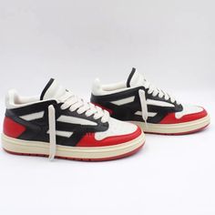 Represent Reptor Low Leather Sneakers In Black/Burnt Red Size Eu 42 (M12049-254) Includes Dust Bag And An Additional Pair Of Laces Burnt Red, Leather Sneakers, Black Red, Dust Bag, Black And Red, Man Shop, Sneakers, Red, Leather