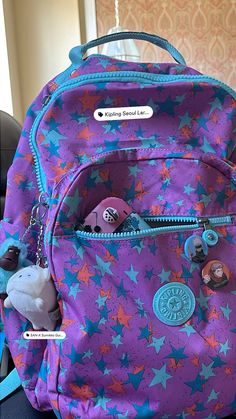 Purple Bookbag Aesthetic, Purple Backpack Aesthetic, Cute Purple Backpack, Kipling Handbags, Purple Backpack With Zipper For On-the-go, Cute School Bags, Indoor Playroom