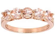 0.94ctw Round Peach Morganite 18k Rose Gold Over Sterling Silver Ring. Measures Approximately 0.19"L x 0.78"W. Not Sizeable. Peach Morganite, Diamond Alternatives, Popular Jewelry, Moissanite Jewelry, Eternity Band, Morganite, Eternity Bands, 18k Rose Gold, Metal Jewelry