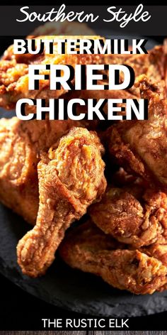 If you love delicious, crispy fried chicken, this southern fried chicken recipe is for you! Soaked in a seasoned buttermilk brine, coated in seasoned flour and deep fried in lard to a perfect, crisp finish you’ll never fry chicken any other way. Fried Chicken Brine, Chicken Seasoning Recipes, Chicken Wing Recipes Fried, Chicken Delight, Easy Fried Chicken, Oven Fried Chicken Recipes