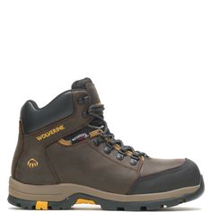 men's work boots with steel toe and rubber outstratches on the side