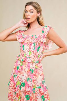 A printed woven midi dress featuring off shoulder neckline with ruffles, smocked bodice and tiered skirt with ruffles Details: Self : 100% PolyesterLining : 100% Polyester Size & Fit - Model is 5`8" And Wearing Size Small- Measurements Taken From Size Small- Approx. Length: 56" Off Shoulder Neckline, Skirt With Ruffles, Red Midi Dress, Tiered Skirt, Red Color, Smocking, Ruffles, Bodice, Fitness Models