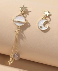 Star Moon Drop Earrings Bakmi Jawa, Star Things, Moon Drop, Princess Jewelry, Magical Jewelry, Jewelry Accessories Ideas, Star Moon, Funky Jewelry, Fancy Jewelry