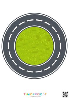 an image of a road going through the center of a circle with plants on it