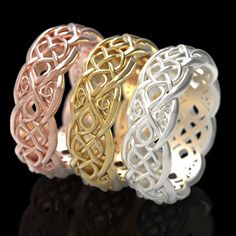 See all variations of this ring, including matching, sets here: https://www.etsy.com/shop/CelticEternity?search_query=1052 Intricate and elegant cut-through infinity symbol pattern with Trinity Knots. This complex interwoven pattern symbolizes the infinite depth of your love for another while also representing the Father, Mother & Child. A perfect design for the lover of clean, flowing design with excellent symmetry to please the eye! Cast in solid gold or .950 platinum, these rings are made I Love You Ring, Celtic Ring, Celtic Wedding Rings, Celtic Wedding, Trinity Knot, Celtic Rings, Wedding Anniversary Rings, Rings Engagement, Infinity Symbol