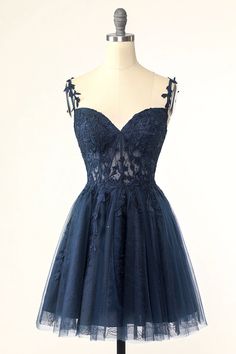 Zapakasa Women Short Homecoming Dress with Appliques Navy Spaghetti Straps Party Dress Navy Blue Dress Mini Dress, Short Dresses Navy Blue, Dark Blue Party Dress Short, Navy Blue Grad Dresses Short, Short Grade 8 Grad Dresses, 8th Grade Formal Dresses Short, Prom Dress Inspo Short, Short Masquerade Dress, Grade 8 Grad Dresses Short