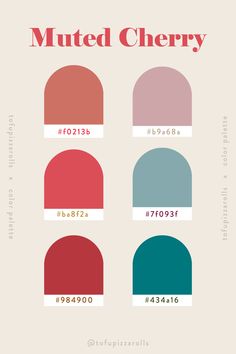 the color scheme for muted cherry is shown in red, blue and green colors