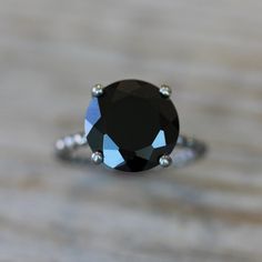 Black Spinel Sterling Silver Cocktail Ring Silver Stone Ring, Black Spinel Ring, Black Engagement Ring, Black Stone Ring, Silver Cocktail, Spinel Ring, Black Ring, Ring Black, Black Spinel