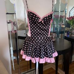 Pink And Black Polka Dot Teddy. Great For Pin Up Photoshoots. Originally What I Bought It For But Never Wore It. Cute Fitted Sleepwear For Pajama Party, Victoria’s Secret Pink, Pink Fitted Sleepwear With Ruffles, Pink Fitted Ruffle Sleepwear, Fitted Pink Sleepwear With Ruffles, Victoria's Secret Fitted Flirty Sleepwear, Victoria's Secret Fitted Coquette Sleepwear, Fitted Party Sleepwear From Victoria's Secret, Fitted Victoria's Secret Sleepwear For Party