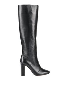 Business Boots With Calf Leather And Block Heel, Business Boots With Block Heel In Calf Leather, Calf Leather Knee-high Boots With High Heel, High Heel Calf Leather Knee-high Boots, High Heel Knee-high Calf Leather Boots With Leather Lining, Calf Leather High Heeled Boots With Rubber Cap, Leather Knee-high Boots With Block Heel For Business, Classic Leather Knee-high Boots With High Heel, Luxury Square Toe Calf Leather Heeled Boots