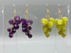 Grape Earrings, Green Grape, Purple Grapes, Green Grapes, Earrings Purple, Earrings Green, Beaded Jewelry Diy, I Got You, Raisin