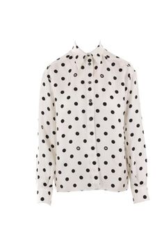 Dolce & Gabbana's shirt crafted in white silk twill with polka-dot print. It features classic collar, button fastening, long sleeves with buttoned cuffs and straight hem.Gender: WOMENMaterial: 100%SILKColor: WHITEMade in: ITProduct ID: F5S31TIS1VIHWZRN*Import tax/duty will be calculated at checkout (If applicable) Classic Fitted Polka Dot Blouse, Elegant Polka Dot Button-up Tops, Elegant Button-up Polka Dot Tops, Elegant Polka Dot Top With Buttons, Long Sleeve Polka-dot Blouse With Button Closure, Polka Dot Long Sleeve Blouse With Button Closure, Elegant Polka Dot Blouse With Buttons, Polka Dot Shirt With Button Closure For Work, Spring Polka Dot Shirt For Work