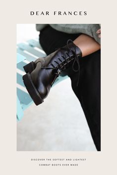 Black Leather Combat Boots, Low Ankle Boots, Dear Frances, Vegan Leather Boots, Basic Shoes, Boots For Fall, Leather Combat Boots, Boots For Short Women, Mens Leather Boots