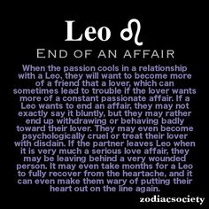 leo 8 end of an affair with the words leo 8 written in black and white