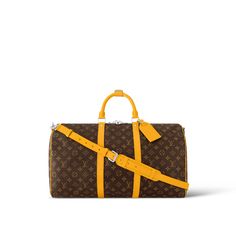 LOUIS VUITTON® - Keepall Bandoulière 50 - Jaune Mat Louis Vuitton Keepall, Louis Vuitton Men, Side Bags, Louis Vuitton Official, Waist Bags, Hanging Bag, Colored Leather, Weekender Tote, Carry On Luggage