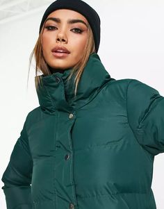 Brave Soul slay puffer jacket in forest green | ASOS Green Long Sleeve Quilted Jacket For Winter, Green Puffer Jacket For Cold Weather, Green Long Sleeve Puffer Jacket For Fall, Green Outerwear With Button Closure For Outdoor, Green Quilted Jacket For Winter, Green Winter Puffer Outerwear, Green Puffer Outerwear For Winter, Green Puffer Winter Outerwear, Green Winter Outerwear With Button Closure