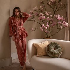 Perfect for slipping on after a long day, this Short robe has been crafted from silk velvet for the softest fit. With a velvet exterior finish, the elegant maxi silhouette boasts an open neckline for breezy movement, enhanced further by splits to the long-sleeved. Match with our camisole and pant velvet pyjama set to complete the luxuriously look.  -Composition: 65% Silk, 35 % Viscose -Hand wash in lukewarm water / Dry clean About our velvet: At The Annam House, we crafted our pyjamas/ loungewea Purple Pajamas, Old Rose, Purple Velvet, Pyjama Set, Silk Velvet, Independent Designers Fashion, Pajama Set, Pink Purple, Pink Ladies