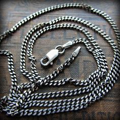 2mm Curb Chain in sterling silver with lobster clasp, made in Italy.....choose from 22" or 24" lengths available in shiny silver finish or antiqued silver finish. This chain has a very nice weight without being too heavy and is perfect for holding heavier charms and pendants or multiple pendants. It's very popular with men for it's masculine look, but it's also perfect for women for it's versatility Available in antiqued (pictured) or shiny silver finish, make your selection below. **See Picture Wax Seal Jewelry, Antique Pictures, Heirlooms Jewelry, Mens Silver Necklace, Sterling Silver Mens, Sterling Silver Flowers, Shiny Silver, Chains For Men, Etsy Jewelry