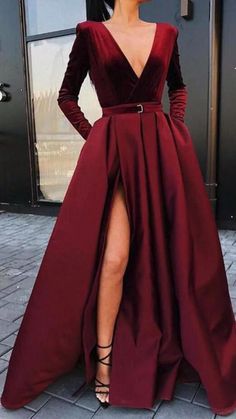 Prom Dress Green, Cheap Prom Dresses Online, Prom Dresses With Pockets, Custom Prom Dress, V Neck Prom Dresses, Burgundy Prom Dress