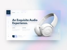 an image of headphones with the words an exquisite audio experience written on one side