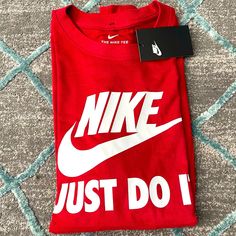 Nwt Nike Dry-Fit Men’s T-Shirt Size: Large Color: Red Material: 57% Cotton/ 43% Polyester Nike University Red Crew Neck T-shirt, Nike Red Tops For Streetwear, Red Nike Tops For Streetwear, Nike Red Graphic Tee, Nike Red Graphic Tee Top, Red Graphic Tee With Branding, Kobe Bryant Shirt, Check Shirt Man, Mens Graphic T