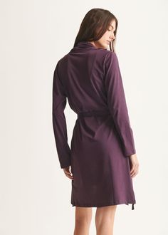 Wrap yourself in comfort with the Coleen Robe. Made from 100% organic Pima cotton, this lightweight robe features side pockets and an attached belt to you can always find. Its breathable fabric makes it perfect for everyday lounging, offering luxurious softness and style. Available in a variety of colors, the Coleen Robe is your go-to for post-bath relaxation or lazy mornings. Pair it with the Sexy Slip for a matching look. Fall Relaxation Robe With Long Sleeves, Chic Robe With Tie Waist For Loungewear, Fall Long Sleeve Robe For Relaxation, Chic Long Sleeve Loungewear Robe, Tie Waist Wrap Sleepwear For Loungewear, Wrap Sleepwear With Tie Waist For Loungewear, Tie Waist Wrap Sleepwear, Fitted Cotton Robe For Daywear, Open Front Cotton Robe For Loungewear