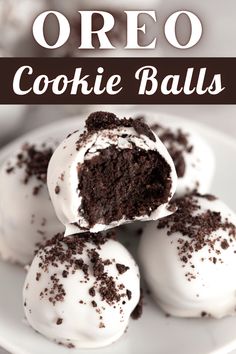 chocolate oreo cookie balls on a plate