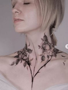 #tattoos #coupletattoos #tattoosideas #fullbodytattoos #tattoosfashions #CoolTattoos Neck Tattoo Design, Women Tattoo Design, Chest Neck Tattoo, Front Neck Tattoo, Full Neck Tattoos, Tattoo Design For Women, Tattoo Ideas Unique, Tattoo Artist Tattoo