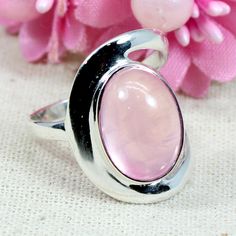 Natural Rose Quartz 925 Sterling Silver Pink Stone Simple Beautiful Boho Stacking Handmade Men Women Ring Anniversary Gift Ring Jewelry. Description : Gemstone : Natural Rose Quartz Metal : 925 Sterling Silver Stone Size : 14 x 10 MM Approx Stone Shape :- Oval Cabochon Stamp :- 925 Weight : 4.89 Gram Approx handmade Item **Made to order** **This ring you will receive may vary from the image as no two gemstones are similar and images cannot define exact product definitions. ** Shipping Policy:- W Pink Wedding Rings With Polished Finish, Pink Ring With Polished Finish, Pink Cabochon Jewelry For Anniversary, Pink Rings With Polished Finish For Gift, Silver Rose Quartz Crystal Ring Gift, Pink Sterling Silver Crystal Open Ring, Pink Sterling Silver Crystal Ring, Rose Sterling Silver Rings, Hallmarked Pink Ring Jewelry