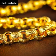 This Shop has a Special Free Gift (Chain) for Every Order. 😊🙏 Item: 1 x Bracelet For: Women Type: GOLD PLATED over Brass, Nickel free Gold Purity: 96.5% Surface: Sand matted Length: ~ 6.5-7 inches Color: Yellow Gold (slightly +/- from photo) Handmade from Thailand. Thai gold plating technic really solid and stunning look. Rewarding your life from hard working, match up your dress, bridesmaid wedding engagement or a gift to someone special for you. The Craftsmanship of Thai Jewelry 💍💎 One of Gold Link Bracelets For Anniversary, Gold Chain Bracelet For Anniversary, Gold Bracelets For Festivals And Gifts, Handmade Gold Link Bracelets, Traditional Gold Round Chain Bracelet, Gold Chain Bracelets, Thailand Jewelry, Thai Jewelry, Finger Bracelets