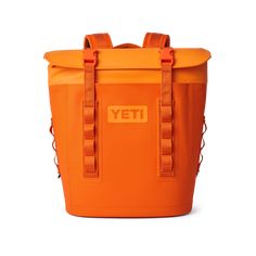 an orange yeti cooler bag on a white background