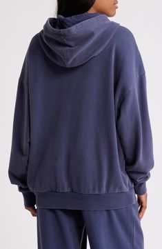 The beachy brand gets a shoutout in this weekend-ready hoodie made from supersoft cotton French terry for all-day comfort. 27" length (size Medium) Fixed hood Dropped shoulders Ribbed cuffs and hem Kangaroo pocket 100% cotton Machine wash, tumble dry Imported Sporty Cotton Hoodie For Loungewear, Comfy Cotton Sweats With Double-lined Hood, French Terry Tops With Double-lined Hood For Loungewear, Cotton Top With Double-lined Hood For Loungewear, Super Soft Sporty Hoodie Sweatshirt, Sporty Soft-washed Hooded Hoodie, Comfy Cotton Hoodie Super Soft, Sporty Super Soft Hoodie Sweatshirt, Sporty Soft-washed Sweatshirt For Loungewear