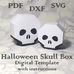 This cute Halloween Skull Box is perfect for cookies, candies and socks. I hope you like it and give it a try. The size is adjustable. PLEASE READ: This is an instant download! There will be no physical item delivered to you. The box should measure 10cm x 10cm x 4,5cm (the maximum size for 12"by12" cutting mats) or you can make it smaller or bigger (if you have a bigger cutting machine) to adjust your needs. Some cutting machines will resize the cut file, so please make sure you have resized the file to the above dimensions before cutting. Simple to use digital cut files, for use with cutting machines for your DIY projects. You will get 3 different formats in a zip file. These will include - SVG, PDF and DXF files. Once you have completed payment for your item, your digital files will be a Trick Or Treat Candy, Halloween Treat Boxes, Turkey Gifts, Laser Cut Wood Crafts, Witchy Crafts, Papercraft Templates, Cookie Packaging, Treat Box, Fall Projects