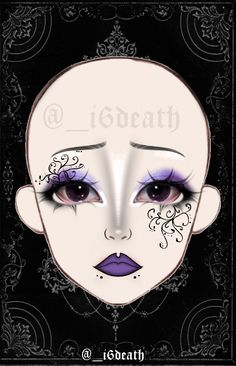 If you use it, give me credits! Makeup Ideas Template, Black And Purple Makeup, Purple And Black Makeup, Christmas Goth Makeup, Makeup Ideas Purple, Cute Goth Makeup, Gothic Makeup On Black Women, Purple Goth Makeup