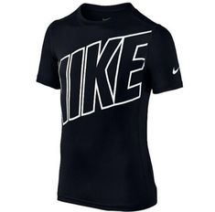 NIKE ~*~  Boy's Dri-FIT BASE LAYER S/S Tee - Sizes M, L ~*~ New With Tags GRAPHIC:  NIKE (block style across chest) DESCRIPTION BRAND:  Nike SIZE:  Boy's Medium, Large SHIRT COLOR:  Black GRAPHIC COLOR:  White MATERIAL:  100% Polyester STYLE #827994-010 SLEEVE:  Short Sleeves NECK:  Crew Neck Contrast Stitching at Seams Dri-FIT Technology Wick Away Moisture WHITE Nike Swoosh Logo at Left Sleeve Interior Neck Taping Helps Prevent Irritation Machine Wash RETAIL:  $25.00 --------------------------- Black Training T-shirt With Logo Print, Black Athleisure Tops With Logo, Black Logo Print Top For Training, Black Logo Print T-shirt For Training, Black T-shirt With Logo Print For Training, Sporty Black Tops With Logo, Nike Tshirt Men, Nike Sweatsuit, Neck Taping