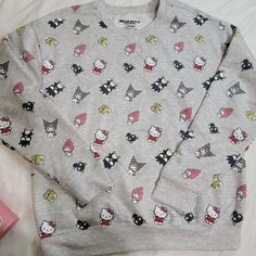 Hello Kitty Sweatshirt Size Small With Plush Sleep Mask Nwot Hello Kitty Hoodie, Hello Kitty Sweatshirt, Hello Kitty Bow, Kuromi Melody, Friends Sweatshirt, Hello Kitty And Friends, Hello Kitty Sanrio, Hello Kitty Backgrounds, Hello Kitty Christmas