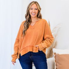 fb-feed Orange Tops For Fall Day Out, Trendy Orange Top For Day Out, Casual Orange Tops For Layering, Orange Long Sleeve Top For Layering, Trendy Orange Tops For Layering, Casual Orange Tops For Loungewear, Trendy Orange Fall Tops, Orange Relaxed Fit Top For Everyday, Oversized Trendy Orange Tops