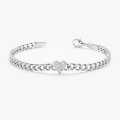 White Gold Diamond Heart Miami Cuban Chain Bracelet Elegant Silver Cuban Link Bracelet, Tarnish Resistant, Elegant White Gold Cuban Link Bracelet, Elegant White Gold Curb Chain Bracelet, Tarnish Resistant White Gold Chain Link Bracelet, Elegant White Gold Heart-shaped Tennis Bracelet, Elegant White Gold Heart Tennis Bracelet, Tarnish-resistant White Gold Chain Link Bracelet, White Gold Tarnish Resistant Bangle Chain Bracelet, Elegant White Gold Cuban Link Bracelet For Anniversary