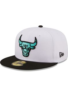 This Chicago Bulls White Fitted Hat features a front embroidered team logo on a structured crown with flat visor and fitted sizing. You'll be ready to show your Bulls pride with this Cap! Go Bulls! New Era Color Pack 59FIFTY, Front tonal embroidered team logo, Fashion-inspired colorways, Side New Era flag, Fitted sizing, Polyester, Wipe clean with cloth or cleaning kit, 4 White Baseball Cap With Logo Patch For Baseball Season, Collegiate White Hat For Streetwear, White Hat With Logo Patch For Baseball Season, White Baseball Hat With Embroidered Logo, White Fitted Baseball Cap With Logo Patch, Team-colored Cotton Hat With Embroidered Logo, White Cotton Baseball Cap With Logo, White Sporty Fitted Hat With Flat Brim, White Collegiate Baseball Cap For Streetwear