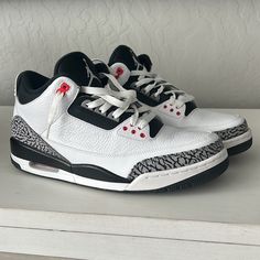 Air Jordan 3 Retro Size 12 Worn A Few Times, Please Refer To Pictures Jordan 3 Retro, Air Jordan 3 Retro, Jordan Black, Shoes Air, Air Jordan 3, Jordan 3, Jordans For Men, Jordan Shoes, Air Jordan