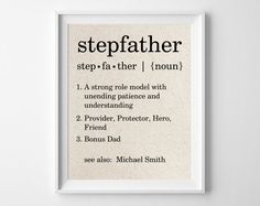 a poster with the words stepfaither on it in black and white lettering