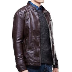 This Leather Jacket gives you a stylish and expensive look,It is made from PU Leather. It has Epaulets on each shoulder, zippers, buttons and fur lining on the inside of the coat, Great for keeping you trendy for Fall, Spring and Winter. Perfect Fit Guarantee You only need to provide us with your height weight and collar size and we will do the measurements to give you the jacket that fits you the most. Before Tailoring a jacket, we will contact you with our measurements and reassure with you.If you are not 100% satisfied with our service, we guarantee a free of charge replacement or contribution towards a local tailoring service to achieve the perfect fit. Material: Faux Leather,PU Clothing Length: Regular Sleeve Length(cm): Full Lining Material: Polyester Thickness: Fleece Decoration: Sp Classic Leather Jacket With Zipper For Winter, Classic Leather Jacket With Zipper Closure For Winter, Classic Winter Leather Jacket With Zipper, Solid Leather Jacket With Zipper Closure For Winter, Winter Business Leather Jacket With Zipper Closure, Winter Business Leather Jacket With Zipper, Brown Leather Jacket With Stand Collar For Winter, Winter Leather Jacket With Zipper For Business, Classic Winter Biker Jacket With Zipper