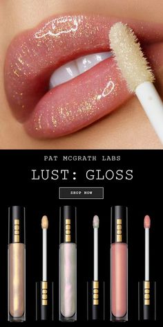 Pat McGrath Labs just launched lip gloss! 'LUST: Gloss' shown in shade ‘GOLD ALLURE’ is a captivating coral shade infused with LUSTROUS gold shimmer | SHOP the whole collection of glittery, sparkly lip glosses EXCLUSIVELY at PATMcGRATH.COM on 5.10.18 | #LUSTGloss Maquillage On Fleek, Gloss À Lèvres, Gloss Labial, Kesha, Lip Glosses, Pat Mcgrath, Makeup Goals, Gold Shimmer, All Things Beauty