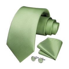 Plaid Tie Handkerchief Cufflinks - 03-SAGE GREEN Elegant Green Formal Neckwear, Classic Green Neckwear For Business, Green Elegant Suit And Tie Accessories For Gift, Classic Green Neckwear With Ties, Elegant Green Suit And Tie Accessories For Gift, Classic Green Adjustable Suit And Tie Accessories, Formal Green Ties, Green Formal Neckwear With Ties, Green Adjustable Suit And Tie Accessories For Black Tie