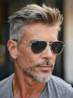 Gray Haircut Men, Hair Man Style, Men Gray Hair, Mens Short Hair, Gray Hair Men, Hairstyles For Grey Hair, Older Men Haircuts, Outdoor Background, Beckham Hair