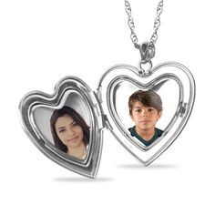 Choose faith and sweet style when you wear this personalized Our Lady of Guadalupe heart locket. Sterling silver. Features a detailed Our Lady of Guadalupe center design. The heart-shaped locket opens to reveal space for your photos. Add up to three lines of messages - 20 characters max - inscribed along the backside. 18.0-inch rope chain with spring-ring clasp. Our Lady Of Guadalupe, Lady Of Guadalupe, Heart Locket, Sweet Style, Our Lady, Rope Chain, Spring Rings, Locket, Sterling Silver